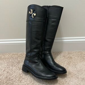 Tory Burch Lowell 2 Black Leather Riding Boots - Size 6